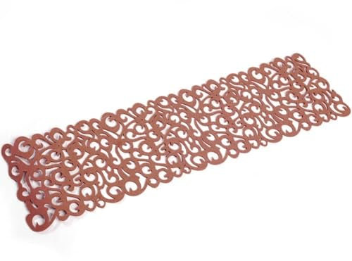 ZJChao - Centrino da tavolo, motivo: fiori traforati, ideale per l'arredamento della stanza, lavabile, 100 x 30 cm marrone