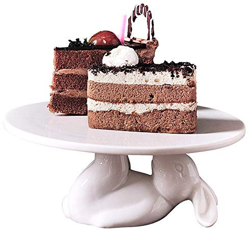YBK Tech Présentoir à gâteaux en porcelaine avec motif lapin et lapin 30,5 cm