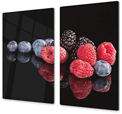 Tabla de cocina de vidrio templado - Tabla de cortar de cristal resistente – Cubre Vitro Decorativo – UNA PIEZA (60 x 52 cm) o DOS PIEZAS (30 x 52 cm); D07 Frutas y verduras: Frutas 4