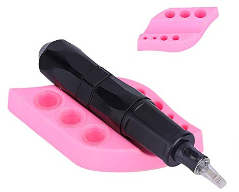 Tattoo Pigment Cup Organizer, Silikon Tattoo Pigment Ink Cup Halter für Eyebrow Tattoo Pen Maschine, Cotton Tupfer Halter Tattoo Pigment Farbkappen Becherhalter Stand (Rosa)