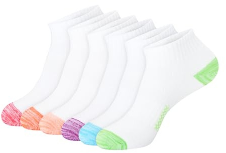 Hanes womens Hanes Women's (Pack of 6 Pair) Lightweight Breathable Ventilation Ankle fashion liner socks, White Assorted, 5 9 US