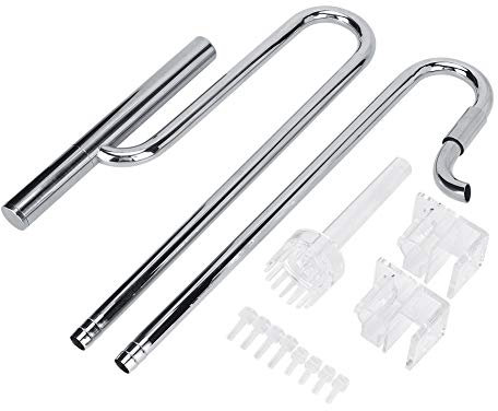 Tnfeeon Aquarium Ölfilm Skimmer Filterrohr, Edelstahl Aquarium Pflanze Zufluss Abfluss Oberfläche Ölfilm Skimmer Einstellbares Rohr Zubehör(16/22 mm)