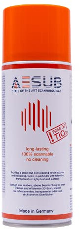 AESUB orange 3D Scanningspray – 400 ml selbstverflüchtigendes Scanspray mit Langer Haltbarkeit, pigmentfrei & rückstandslos, für präzise 3D-Scans bei Langen Messkampagnen, Made in Germany