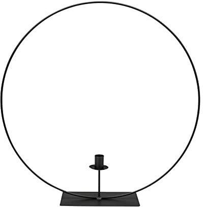 NaDeco Metallring in Schwarz mit Fuß und Kerzenhalter, wählbar mit Durchmessern von 30, 40 und 50cm Dekoring auf Fuß Drahtring zum Basteln Metallring für Wickeltechnik Loop-Ring, Größe:50 cm