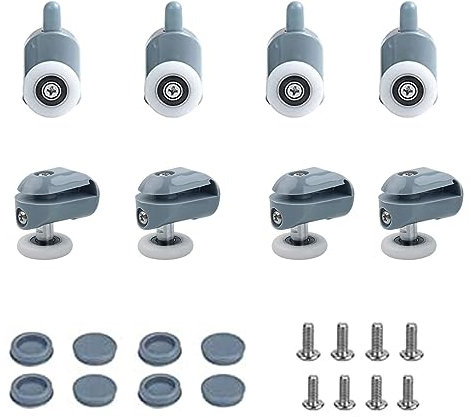 Pack of 8 Duschtürrollen,Anti-Rust Shower Duschkabine Rollen,Duschkabinen Ersatzteile,Rollen für Duschkabine, 23 mm Wheel Diameter Home Bathroom Replacement Parts,Rollen für Schiebetür
