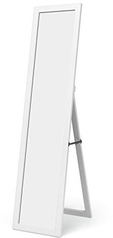 Giantex Miroir sur Pied Miroir Mural, Miroir Design 2 en 1 avec Cadre en Bois, pour Salon, Chambre, Couloir, 37 x 155 cm, HD (Blanc)
