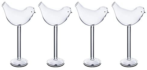 Angoily Klare Vogel Cocktail Gläser Set von 4 Vogelförmige Cocktailgläser Einzigartige Champagner- Brille Die Martini- Becherglas für KTV- Home Bar- Club- Restaurant Trinken