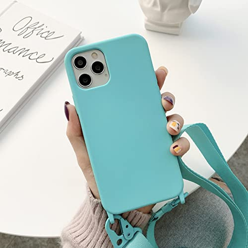 Bakicey Handykette Hülle für iPhone 14(6,1), Silikon Schutzhülle mit verstellbarem Umhängband, wetterfestes Trageband Handyhülle zum Umhängen für iPhone 14(6,1), Blaue See