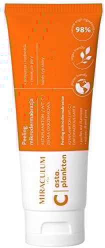Miraculum, Peeling Mirodermabrasion Asta.Plankton C, Peeling abgestorbene Haut, Entsperrt Poren, 98% natürlicher Inhaltsstoffe, Umweltfreundlich, Vegan, 100ml