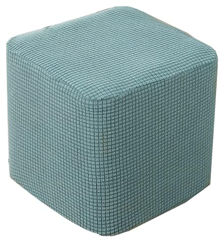 zalati Hockerbezug, quadratischer Stil, rutschfest, weich, Stretch-Sitzkissen, Schonbezug für Hocker, Barstuhl, Durchmesser 30–34 cm, Grün