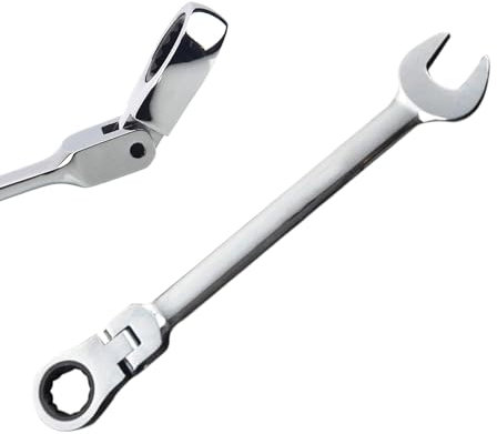 TANIASHOP Chiave Combinata a Cricchetto 24mm con Testa Snodabile Chiave a Cricchetto a Snodo CR-V Testa Pieghevole Regolabile 180° 72 Denti (24mm)
