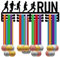 CREATCABIN Lauf-Medaillenhalter Aufhänger Medaillenständer Schwarzes Metall Eisen Rack Sport-Medaillenständer Rahmen Wandmontage Aufhängen Über 60 Medaillen Für Marathon-Läufer Geschenk 40x15cm