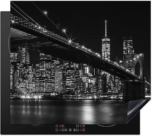 MuchoWow Herdabdeckplatte Ceranfeld Spritzschutz Küche New York - Brooklyn - Brücke 58.3x51.3 cm Induktionsherd Abdeckung Induktionskochfeld Ceranfeldabdeckung