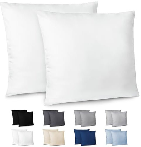 Dreamzie Kissenbezug 65x65 2er Set - Kopfkissenbezug 65x65 Weiß mit Reißverschluss aus Mikrofaser Weich, 65x65 cm Pillow Cover