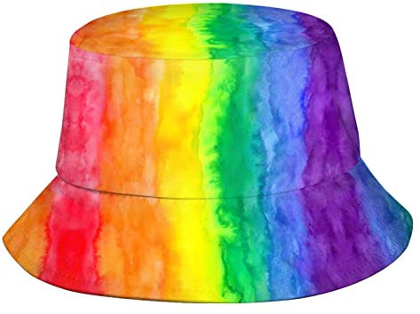 Wpamlrta Fischerhut für Damen und Herren, modisch, Sommerhut, Strandhut, verstaubar, Outdoor-Sonnenhut, Fischerhut, Regenbogen Lgbt 1, One size