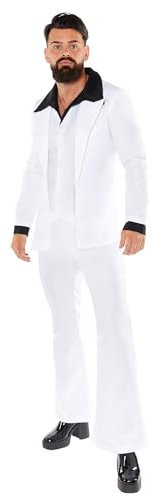 Amscan 9919037 - Men's 1970's Black & White Disco Suit Adults Fancy Dress Costume Size: X-Large