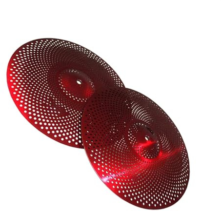 Lågvolym Cymbal Red Mute Cymbal 2 Stycken 14'' Hihat Cymbal För Trummisövningscymbal Trumcymbaler kit