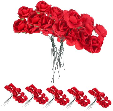 OUNONA 144St Künstliche Rosen Blumenköpfe, Mini Foamrosen Kunstrosen Hochzeitsblumen Zubehör Rosenverzierung künstlich Kranz kunstblumen kunstblumen ewige Rose