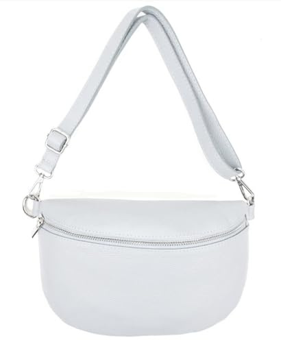 Sa-Lucca Fashion Damen Bauchtasche Bodybag echt Leder 28 x 20 x 7 cm Reißverschluss/Funktionselemente silberfarbig