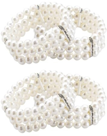 EUPSIIU 4 Stück 1920s Armband Damen Perlen Blinkende Kristall Armband Armband Weiß Mädchen und Damen 20er Gatsby Kostüm Accessoire für Mottoparty Abschlussball Hochzeit Festival (Weiß)