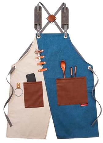 Small snail Vintage Segeltuchschürze Unisex Arbeitsschürze mit Taschen Kreuz Zurück Töpferschürze mit Geteiltem Bein für Küche Garten Friseur Handwerk