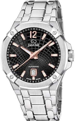 JAGUAR Swiss Made Uhr Automatik Herren aus Edelstahl 316l Silberfarben | Analoge Herrenuhr, Kalender, Widerstandsfähiges Saphirglas, Wasserdicht 10 ATM J1029/4 Automatico