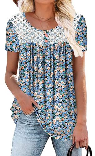 CHICZONE Womens Short Sleeve Tunic Tops for Leggings Loose Fit Summer Crew Neck Blouse Shirts