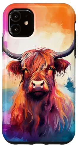 Highland Cow Watercolor Art Case for iPhone 11