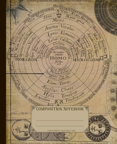 Composition Notebook. Alchemy astrology: Cosmic universe vintage arcane occult cosmology cover. Aesthetic journal for school or college.