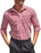 Misfuso Chemise Homme Casual à Carreaux Manche Longues avec Poche Poitrine Chemise Homme Décontractée en 100% Coton Rose XXL