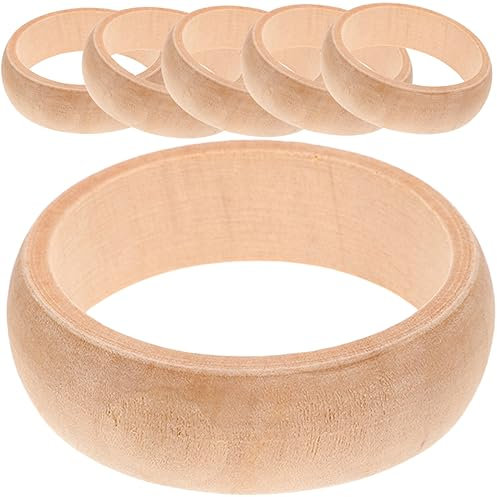 Operitacx 6stücke Teiliges Unvollendete Holz-armreifen Zum Bemalen Diy Holzringe Für Schmuckherstellung Natürliche Holzrohlinge Mit Glatter Oberfläche Zum Gravieren Und Basteln