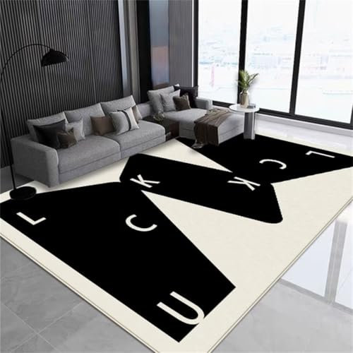 Orientalische Deko Waschbarer Teppich Küche Badvorleger Rutschfest Waschbar Buchstabendesign Kinderzimmerteppich schallabsorbierend Anti-Fall pflegeleicht Aesthetic Room Decor For Teenager Room(schwar