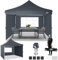 COBIZI Pavillon 3x3 Faltpavillon EZ Pop-Up Zelt mit 3 Seitenwänden, wasserdicht und UV 50 + Schutz für Camping, Partyzelt Gartenzelt klappbar 3x3m mit 4 Sandsäcken, Grau