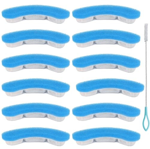 Acmerota 12 Packs Cat Water Fountain Filter Upgrade Compatible for NPET WF050 & WF100 Arc-Shaped Cat Fountain Filter with 4 Filtration System for HAPUP Kitty Spout Cat Fountain 61OZ