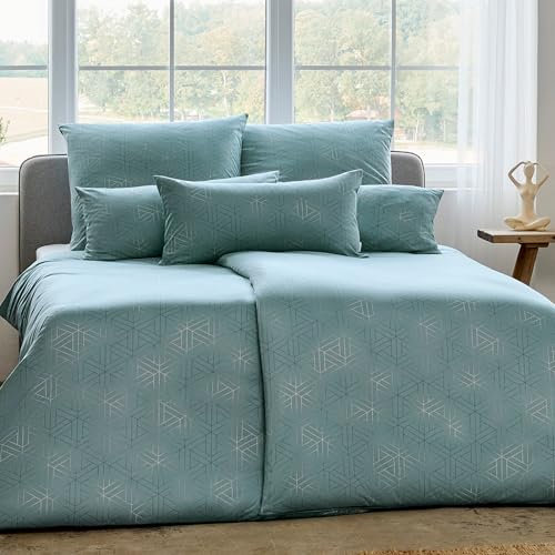 ESTELLA Mako Interlock Jersey Bettwäsche Pippa | 100% Baumwolle | trocknerfest und bügelfrei | 155x220 cm + 80x80 cm | Farbe: 520 - Mint