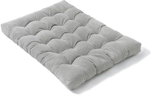bananair - Futon für 2 Personen, Bequem & Dick, Schaumfüllung - Weicher & eleganter Breitcord Stoff - Inklusive Gurte, praktische klappbare Bodenmatratze (140x190 cm, Hellgrau)