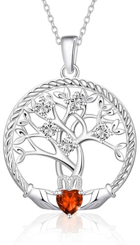 Collier arbre de vie pour femme en argent sterling 925 avec pendentif arbre de vie avec pierre de naissance pour anniversaire, bijou fantaisie pour femme, fille, petite amie, mère, arbre généalogique