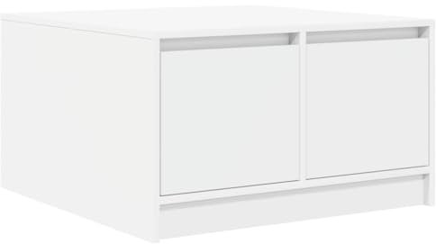 vidaXL Table Basse avec tiroirs Blanc 70,5x70x40 cm, Table Centrale, Table de canapé, Table d'accent, Table d'appoint, Table de Salon, Table à thé