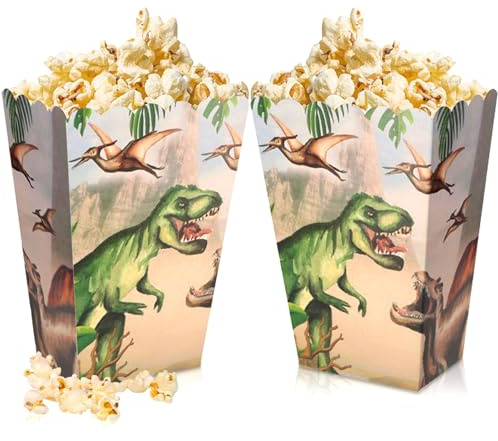 Dinosaurier Popcorn Boxen Leckerli Tüten Dschungel Süßigkeiten Goodie Bags | 12 Pcs Dinosaurier Popcorn Boxen Leckerli Tüten Dschungel Süßigkeiten Goodie Bags Für Wild One Rex Three Dino Babydusche