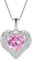 YL Collier Aile d'ange Cœur Argent 925 taillé Octobre Pierres de Naissance Tourmaline Rose Cœur Pendentif pour Femme