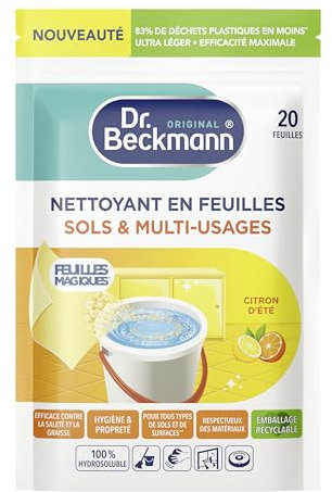 Dr. Beckmann Feuilles Magiques® - Nettoyant en Feuilles Sols & Multi-usages - Citron d'été x20