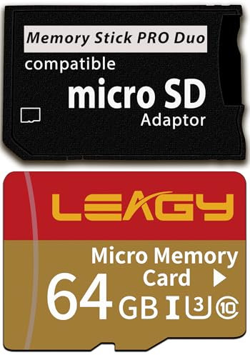 Adattatore per chiavetta PSP con scheda Micro SD da 64 GB, da Micro SD/SDHC/SDXC a Memory Stick PRO Duo MagicGate, compatibile con PlayStation portatile, fotocamera, Handycam, telefono cellulare e PSP