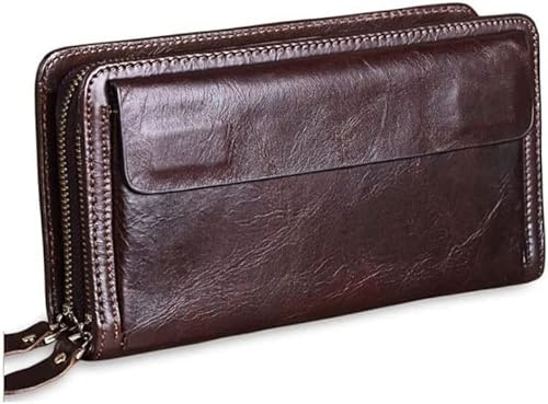 Geldbörsen Leder Clutch Portemonnaie Herren Große Kapazität Reisegeldbörse für Passhülle Business Herren Handliche Clutches Lang (A)