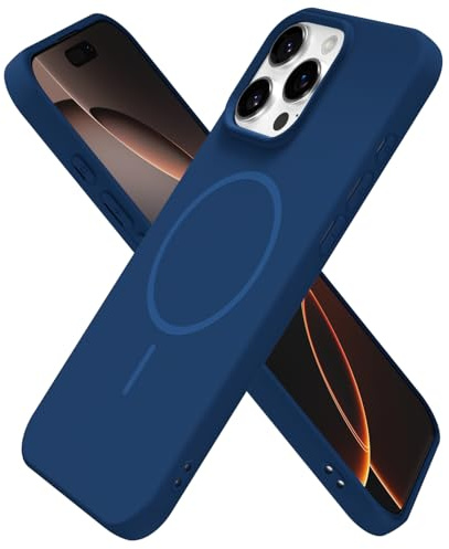 oakxco for iPhone 16 Pro Case Silicone Mag Safe, Magnetic Slim Thin Phone Case Compatible with Magsafe Wireless Charging, Cute Girly Aesthetic Soft Rubber Gel Safecase for Women Girls, Navy Blue