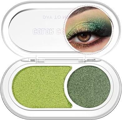 GL-Turelifes Holographic Double Glitter Eyeshadow Palette, Pearl Color Metallic Shimmer Eyeshadow, Funkle Innere Ecke Auge Highlighter, cremige Mini-Augenschan Iridescent Fairy Make-up (02 Grün)