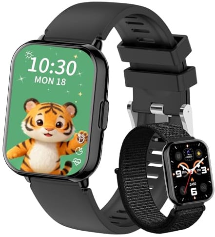POKUJNFY Smartwatch Kinder für Jungen Mädchen - 1,83 Fitnessuhr | Schrittzähler Herzfrequenz Schlaf 100+ Sport Kalorien Wecker Spiel Wasserdicht - Kinderuhr Kinder Smartwatch Uhren Geschenke
