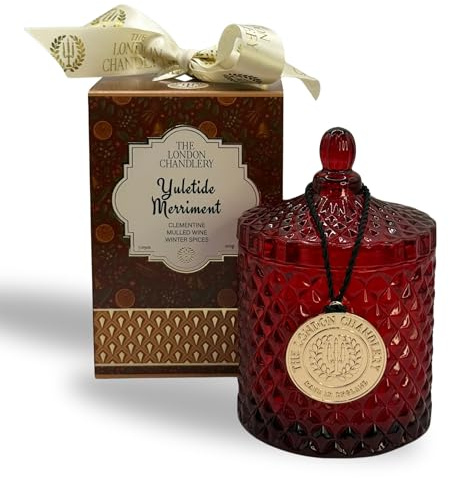 The London Chandlery - Yuletide Merriment Luxury Christmas Candle | Mulled Wine, Clementine & Cinnamon | Coconut & Soy Wax