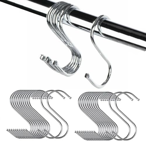 WUFKOP 15 Ganci a S in Acciaio Inox, Ganci Metallici per Appendere, per Cucina, Bagno, Giardino e Interni