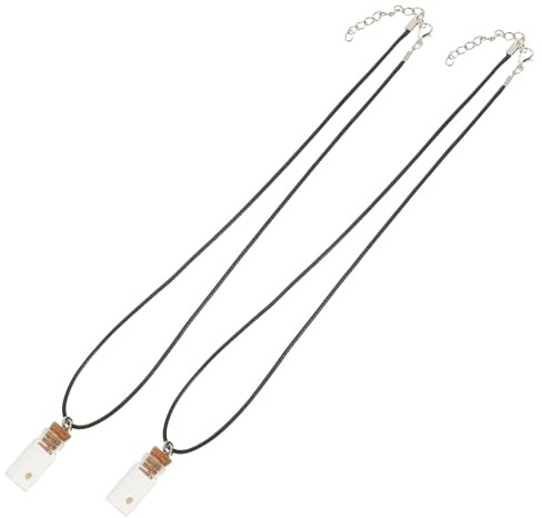 DEARMAMY Collier Pendentif Religieux 2 Pièces Graines de Moutarde en Bouteille de Verre, Cordon Cuir Pu, Bijoux Chrétiens Souvenir Spirituel Unisexe, Présent Baptême et Confirmation
