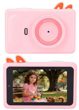YUEHISY KI-Kinderkamera, 8 MP HD, Interaktive Lern-Digitalkamera mit 2,4 GHz WLAN, 4-Zoll-Touchscreen, Objekterkennung, Pädagogisches Geschenk für Jungen und Mädchen (PINK)